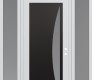 Modern Steel Front Door Diamond C13 68" x 96" white/white frosted Glass Panel black LHI with 2 Sidelites and Transom frosted Glass