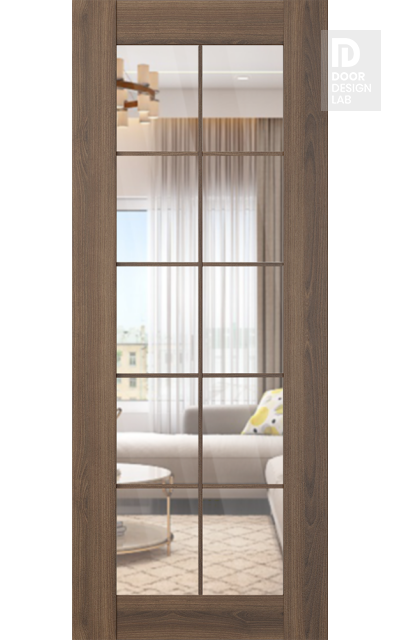 DOOR SLAB AVON 10 LITE CLEAR PECAN NUTWOOD 36" X 84" X 1 3/4" TEMPERED CLEAR GLASS