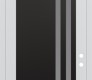 Modern Steel Front Door Diamond C6 36" x 96" white/white frosted Glass Panel black LHI with Transom frosted Glass