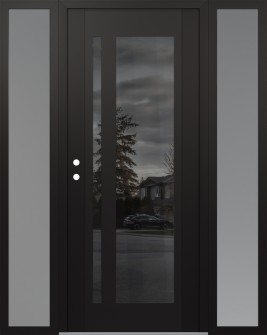 Diamond C15 60" x 80" black/black mirrored Glass Panel black RHI with 2 Sidelites frosted Glass