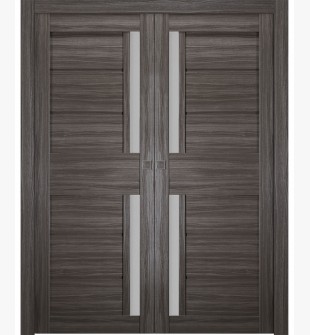 Esta Vetro Gray Oak Double pocket doors