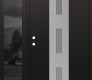 Modern Steel Front Door DIAMOND A7 48" X 80" BLACK/WHITE FROSTED GLASS PANEL STAINLESS STEEL RHI WITH SIDELITE MIRRORED GLASS