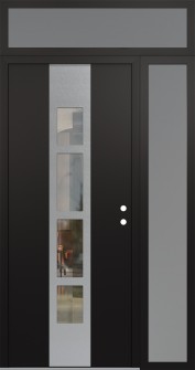 DIAMOND A10 52" X 96" BLACK/BLACK CLEAR GLASS PANEL STAINLESS STEEL LHI WITH SIDELITE AND TRANSOM FROSTED GLASS