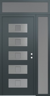 Diamond D8 48" x 96" anthracite/anthracite frosted Glass Panel stainless steel LHI with Sidelite and Transom frosted Glass