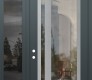 Modern Steel Front Door Diamond C15 52" x 96" anthracite/anthracite clear Glass Panel stainless steel RHI with Sidelite and Transom mirrored Glass