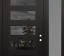 Modern Steel Front Door Diamond C9 48" x 96" black/black mirrored Glass Panel black LHI with Sidelite and Transom frosted Glass