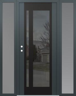 Diamond C15 64" x 80" anthracite/anthracite mirrored Glass Panel black RHI with 2 Sidelites frosted Glass