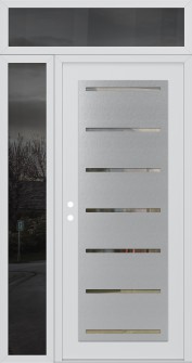 Diamond C11 50" x 96" white/white clear Glass Panel stainless steel RHI with Sidelite and Transom mirrored Glass