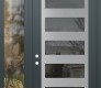 Modern Steel Front Door Diamond C9 52" x 96" anthracite/anthracite mirrored Glass Panel stainless steel RHI with Sidelite and Transom clear Glass