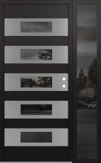 Diamond D5 52" x 80" black/black mirrored Glass Panel stainless steel LHI with Sidelite mirrored Glass