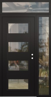 Diamond C2 48" x 96" black/black clear Glass Panel black LHI with Sidelite and Transom clear Glass