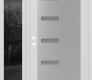Modern Steel Front Door Diamond C8 48" x 80" white/white frosted Glass Panel stainless steel RHI with Sidelite mirrored Glass