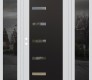 Modern Steel Front Door Diamond C8 60" x 80" white/white clear Glass Panel black RHI with 2 Sidelites mirrored Glass