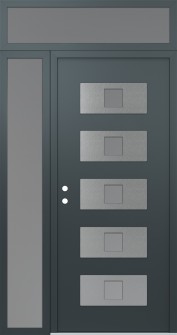 Diamond D8 52" x 96" anthracite/anthracite frosted Glass Panel stainless steel RHI with Sidelite and Transom frosted Glass