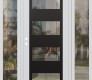 Modern Steel Front Door Diamond C2 60" x 80" white/white clear Glass Panel black RHI with 2 Sidelites clear Glass