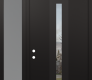 DIAMOND A2 48" X 96" BLACK/BLACK CLEAR GLASS PANEL BLACK LHI WITH SIDELITE AND TRANSOM FROSTED GLASS