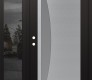 Modern Steel Front Door Diamond C13 52" x 80" black/white frosted Glass Panel stainless steel RHI with Sidelite mirrored Glass