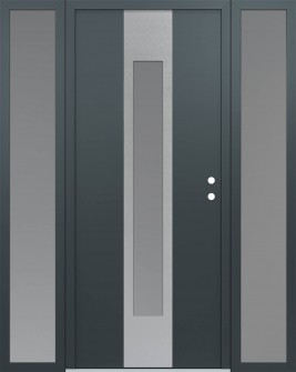 DIAMOND A1 60" X 80" ANTHRACITE/ANTHRACITE FROSTED GLASS PANEL STAINLESS STEEL LHI WITH 2 SIDELITES FROSTED GLASS