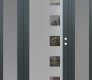 Modern Steel Front Door Diamond C5 68" x 80" anthracite/anthracite clear Glass Panel stainless steel LHI with 2 Sidelites frosted Glass
