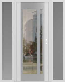 Diamond C15 60" x 80" white/white clear Glass Panel stainless steel LHI with 2 Sidelites frosted Glass