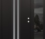 Modern Steel Front Door DIAMOND A8 50" X 80" BLACK/WHITE FROSTED GLASS PANEL BLACK LHI WITH SIDELITE MIRRORED GLASS