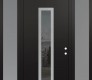DIAMOND A11 64" X 96" BLACK/BLACK MIRRORED GLASS PANEL STAINLESS STEEL RHI WITH 2 SIDELITES AND TRANSOM FROSTED GLASS