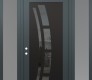 Modern Steel Front Door Diamond C12 60" x 96" anthracite/anthracite mirrored Glass Panel black RHI with 2 Sidelites and Transom frosted Glass