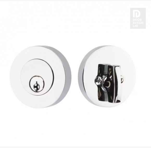 EMTEK MODERN DISC DEADBOLT DOUBLE CYLINDER 8323 POLISHED CHROME US26 for Steel Front Doors