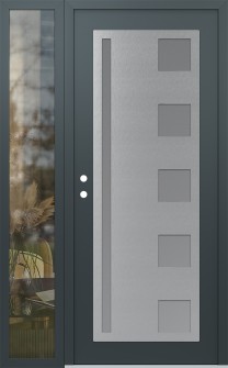 Diamond C3 50" x 80" anthracite/anthracite frosted Glass Panel stainless steel RHI with Sidelite clear Glass