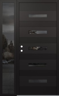 Diamond D9 52" x 80" black/black Mirrored Glass Panel black RHI with Sidelite Mirrored Glass