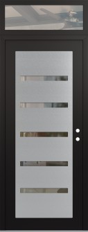 Diamond C7 36" x 96" black/black clear Glass Panel stainless steel LHI with Transom clear Glass