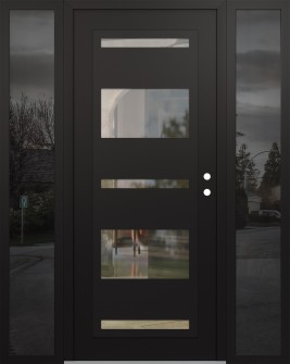 Diamond C10 68" x 80" black/black clear Glass Panel black LHI with 2 Sidelites mirrored Glass