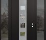 DIAMOND A13 64" X 96" BLACK/BLACK CLEAR GLASS PANEL STAINLESS STEEL RHI WITH 2 SIDELITES AND TRANSOM MIRRORED GLASS