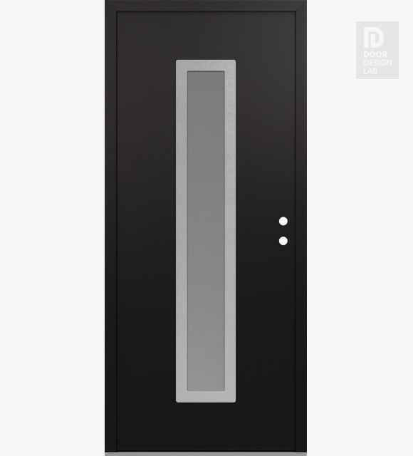 Modern Steel Front Door DIAMOND A11 36" X 80" BLACK/WHITE FROSTED GLASS PANEL STAINLESS STEEL LHI