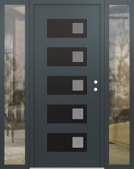 Diamond D2 64" x 80" anthracite/anthracite frosted Glass Panel black LHI with 2 Sidelites clear Glass