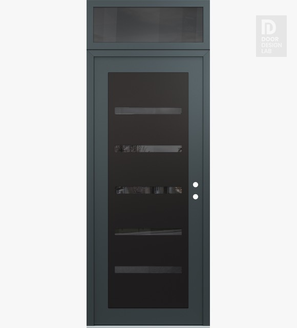 Modern Steel Front Door Diamond C7 36" x 96" anthracite/anthracite mirrored Glass Panel black LHI with Transom mirrored Glass