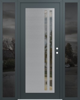 Diamond C6 60" x 80" anthracite/anthracite clear Glass Panel stainless steel LHI with 2 Sidelites mirrored Glass