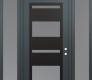 Modern Steel Front Door Diamond C10 68" x 96" anthracite/anthracite frosted Glass Panel black LHI with 2 Sidelites and Transom frosted Glass
