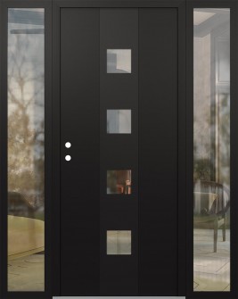 DIAMOND A12 64" X 80" BLACK/BLACK CLEAR GLASS PANEL BLACK RHI WITH 2 SIDELITES CLEAR GLASS