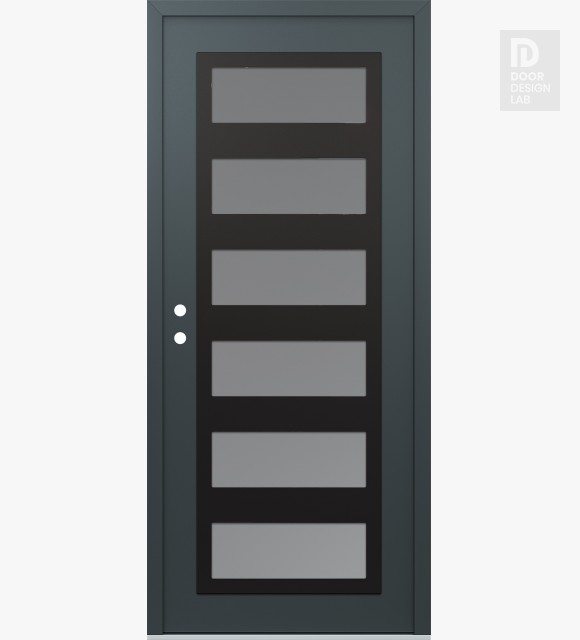Modern Steel Front Door Diamond C9 36" x 80" anthracite/anthracite frosted Glass Panel black RHI