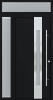 MODERN FRONT STEEL DOOR ZEPHYR BLACK/WHITE 49 1/4" X 95 11/16" LHI + SIDELITE LEFT/TRANSOM