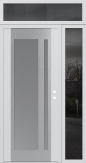 Diamond C15 50" x 96" white/white frosted Glass Panel stainless steel LHI with Sidelite and Transom mirrored Glass