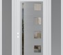 Modern Steel Front Door Diamond C3 64" x 96" white/white clear Glass Panel stainless steel RHI with 2 Sidelites and Transom frosted Glass