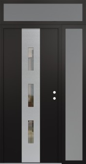 DIAMOND A7 48" X 96" BLACK/BLACK CLEAR GLASS PANEL STAINLESS STEEL LHI WITH SIDELITE AND TRANSOM FROSTED GLASS