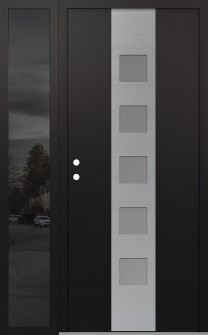 DIAMOND A13 52" X 80" BLACK/WHITE FROSTED GLASS PANEL STAINLESS STEEL RHI WITH SIDELITE MIRRORED GLASS