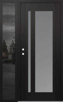 Diamond C15 50" x 80" black/white frosted Glass Panel black RHI with Sidelite mirrored Glass