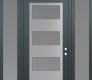 Modern Steel Front Door Diamond C2 60" x 96" anthracite/anthracite frosted Glass Panel stainless steel LHI with 2 Sidelites and Transom frosted Glass