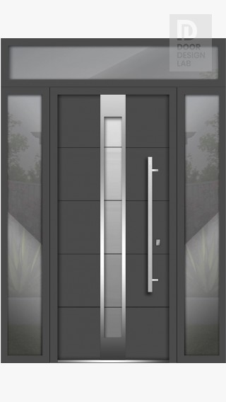 Front Exterior Prehung Steel Door / Deux 1717 Gray Graphite / 2 Side ...