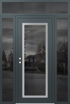 Diamond C1 64" x 96" anthracite/anthracite mirrored Glass Panel stainless steel RHI with 2 Sidelites and Transom mirrored Glass