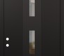 Modern Steel Front Door DIAMOND A7 36" X 96" BLACK/BLACK CLEAR GLASS PANEL BLACK RHI WITH TRANSOM MIRRORED GLASS